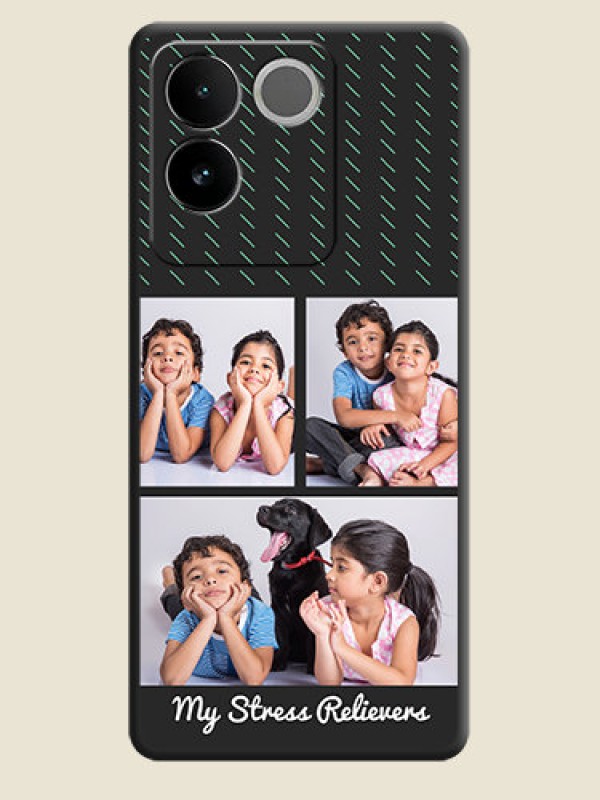Custom Cross Dotted Pattern with 2 Image Holder on Personalised Space Black Soft Matte Cases - iQOO Z7 Pro 5G
