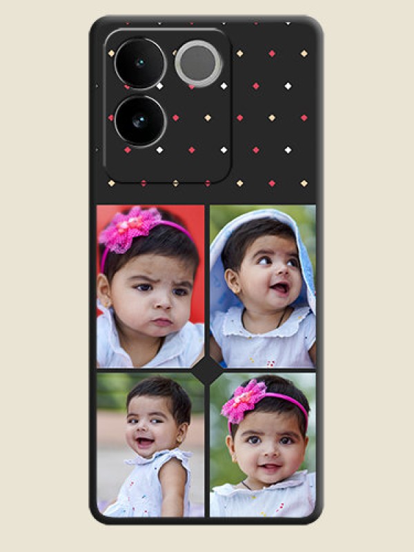 Custom Multicolor Dotted Pattern with 4 Image Holder on Space Black Custom Soft Matte Phone Cases - iQOO Z7 Pro 5G