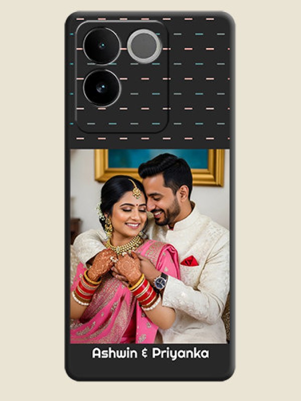 Custom Line Pattern Design with Text on Space Black Custom Soft Matte Phone Back Cover - iQOO Z7 Pro 5G