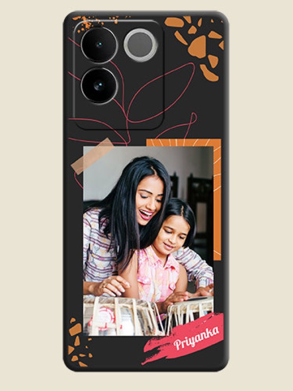 Custom Orange Photo Frame on Space Black Custom Soft Matte Phone Back Cover - iQOO Z7 Pro 5G