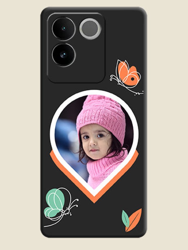 Custom Upload Pic With Simple Butterly Design On Space Black Personalized Soft Matte Phone Covers - iQOO Z7 Pro 5G