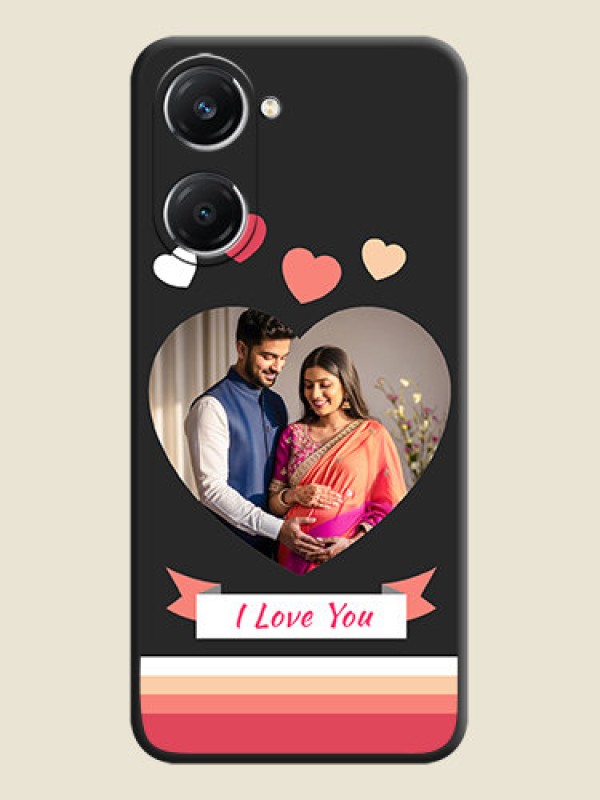 Custom Love Shaped Photo with Colorful Stripes On Space Black Custom Soft Matte Mobile Back Cover - iQOO Z9 Lite 5G