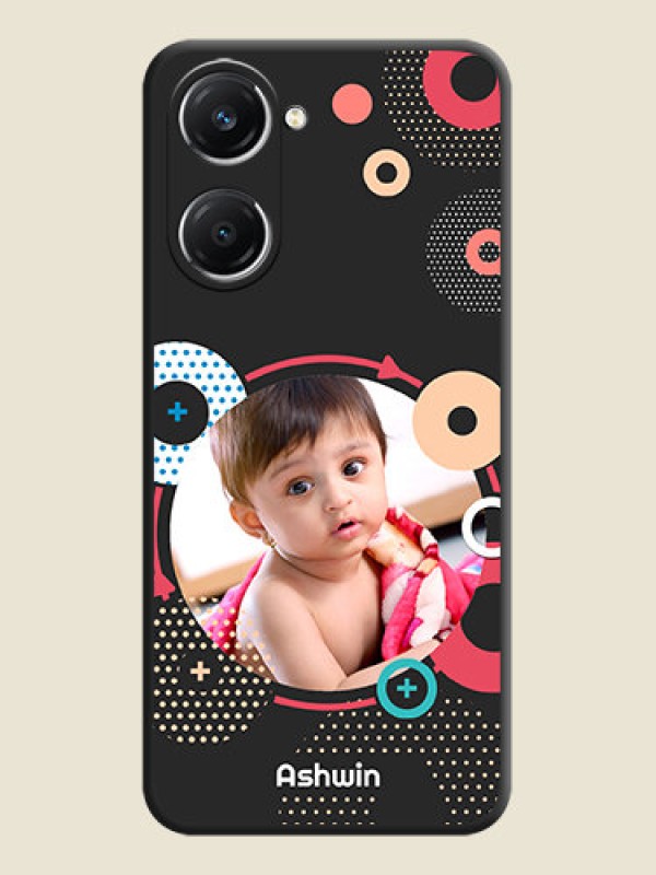 Custom Multicoloured Round Image On Space Black Custom Soft Matte Mobile Back Cover - iQOO Z9 Lite 5G