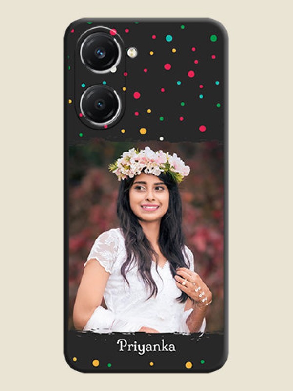 Custom Multicolor Dotted Pattern with Text On Space Black Custom Soft Matte Mobile Back Cover - iQOO Z9 Lite 5G