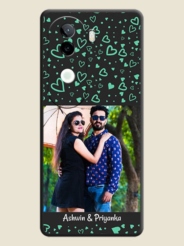 Custom Sea Green Indefinite Love Pattern on Photo On Space Black Custom Soft Matte Mobile Back Cover - iQOO Z9s 5G