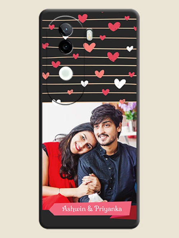 Custom Love Pattern with Name on Pink Ribbon on Photo On Space Black Custom Soft Matte Mobile Back Cover - iQOO Z9s 5G