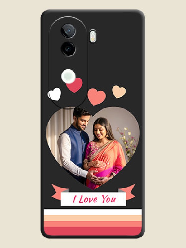 Custom Love Shaped Photo with Colorful Stripes On Space Black Custom Soft Matte Mobile Back Cover - iQOO Z9s 5G