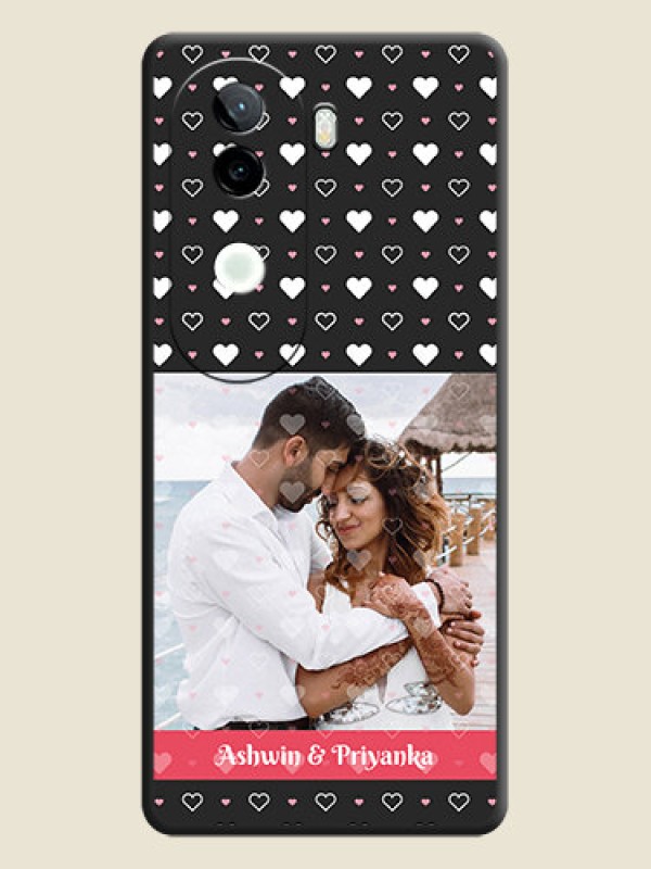 Custom White Color Love Symbols with Text Design on Photo On Space Black Custom Soft Matte Mobile Back Cover - iQOO Z9s 5G