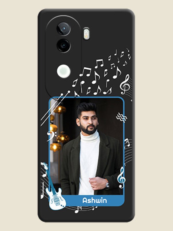 Custom Musical Theme Design with Text on Photo On Space Black Custom Soft Matte Mobile Back Cover - iQOO Z9s 5G