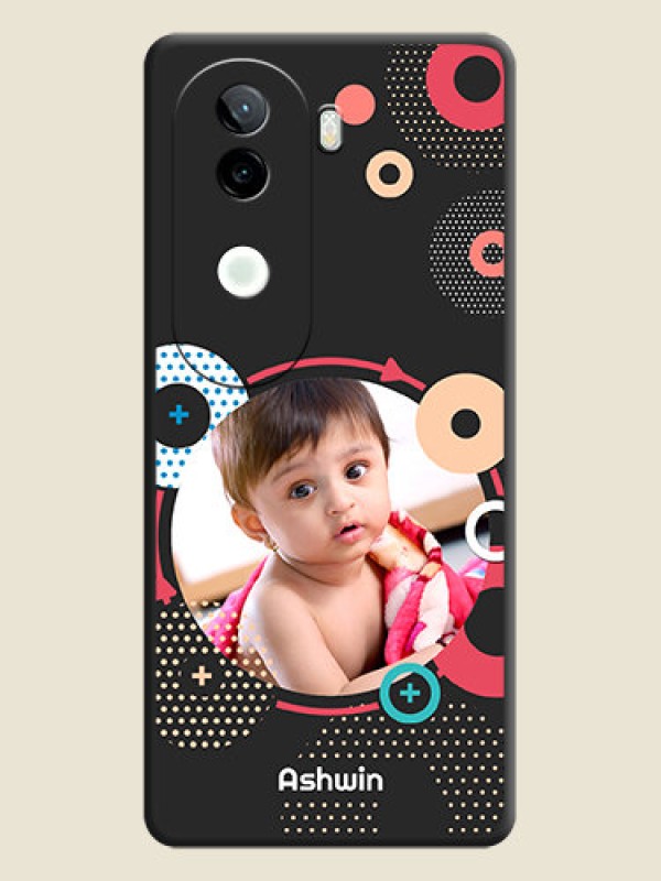 Custom Multicoloured Round Image On Space Black Custom Soft Matte Mobile Back Cover - iQOO Z9s 5G