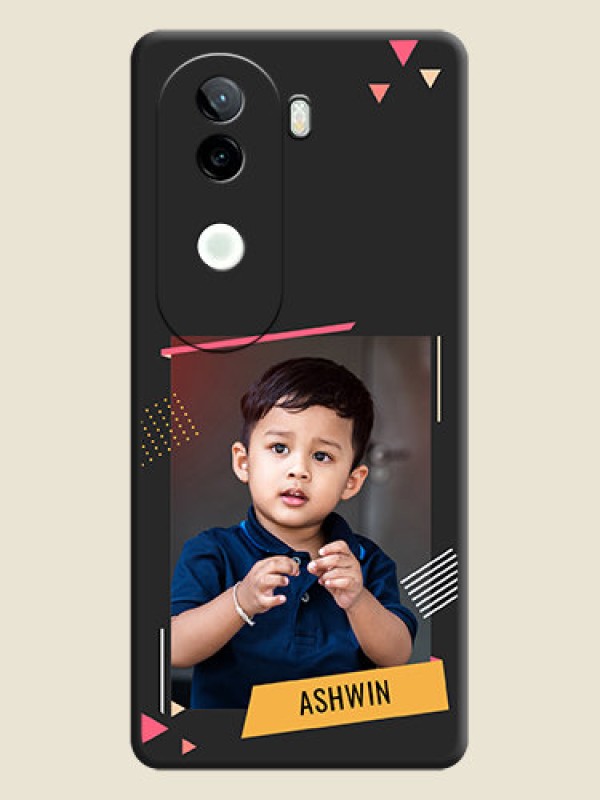 Custom Photo Frame with Triangle Small Dots on Photo On Space Black Custom Soft Matte Mobile Back Cover - iQOO Z9s 5G