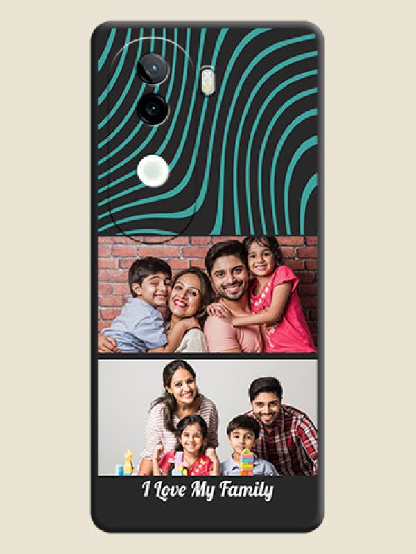 Custom Wave Pattern with 2 Image Holder On Space Black Custom Soft Matte Mobile Back Cover - iQOO Z9s 5G