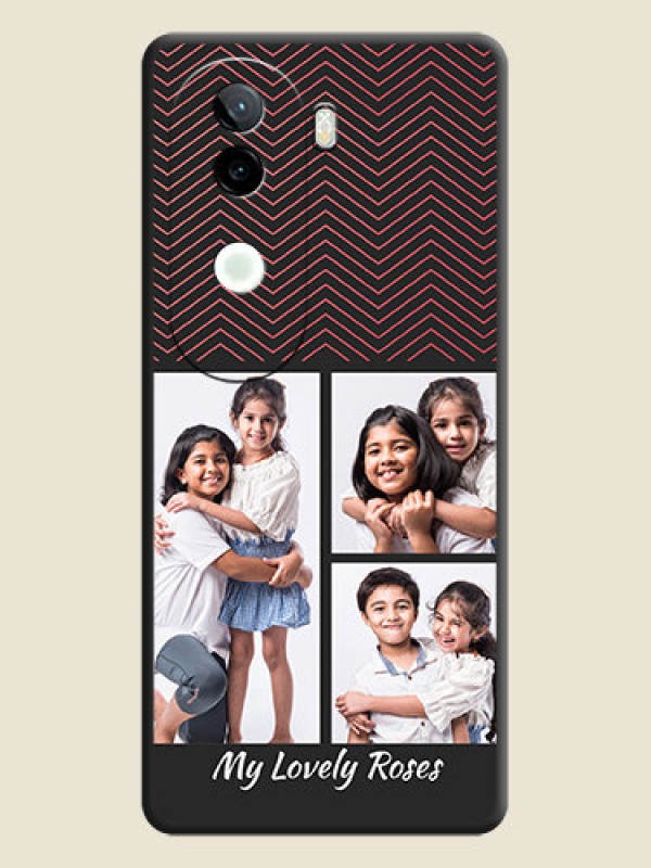 Custom Wave Pattern with 3 Image Holder On Space Black Custom Soft Matte Mobile Back Cover - iQOO Z9s 5G