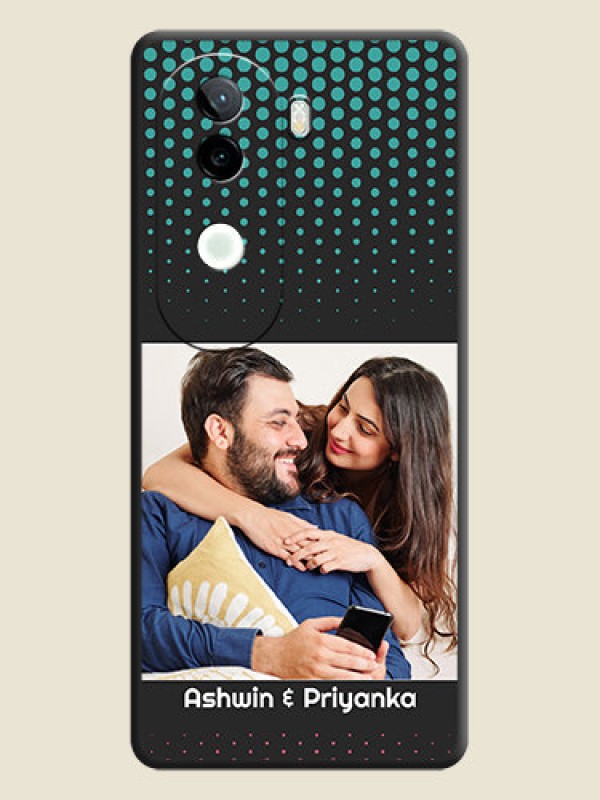Custom Faded Dots with Grunge Photo Frame and Text On Space Black Custom Soft Matte Mobile Back Cover - iQOO Z9s 5G