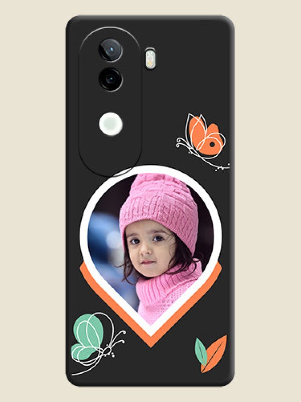 Custom Upload Pic With Simple Butterly Design On Space Black Custom Soft Matte Mobile Back Cover - iQOO Z9s 5G