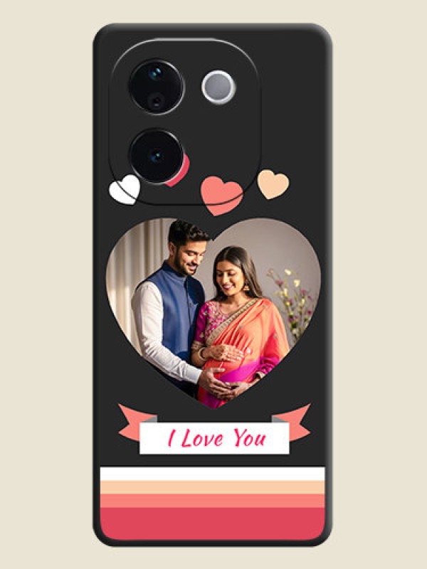 Custom Love Shaped Photo with Colorful Stripes On Space Black Custom Soft Matte Mobile Back Cover - iQOO Z9s Pro 5G