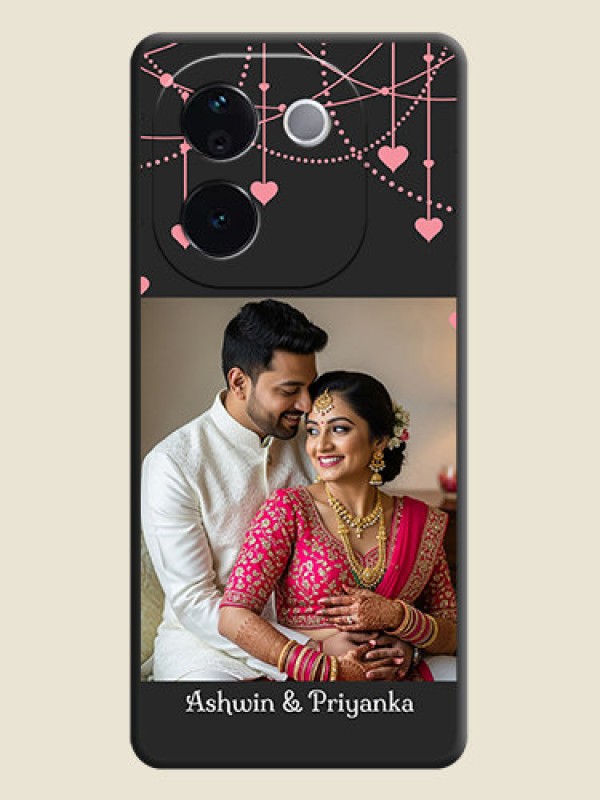 Custom Pink Love Hangings with Text On Space Black Custom Soft Matte Mobile Back Cover - iQOO Z9s Pro 5G