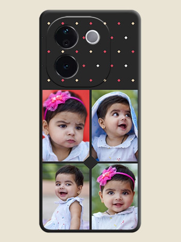 Custom Multicolor Dotted Pattern with 4 Image Holder On Space Black Custom Soft Matte Mobile Back Cover - iQOO Z9s Pro 5G