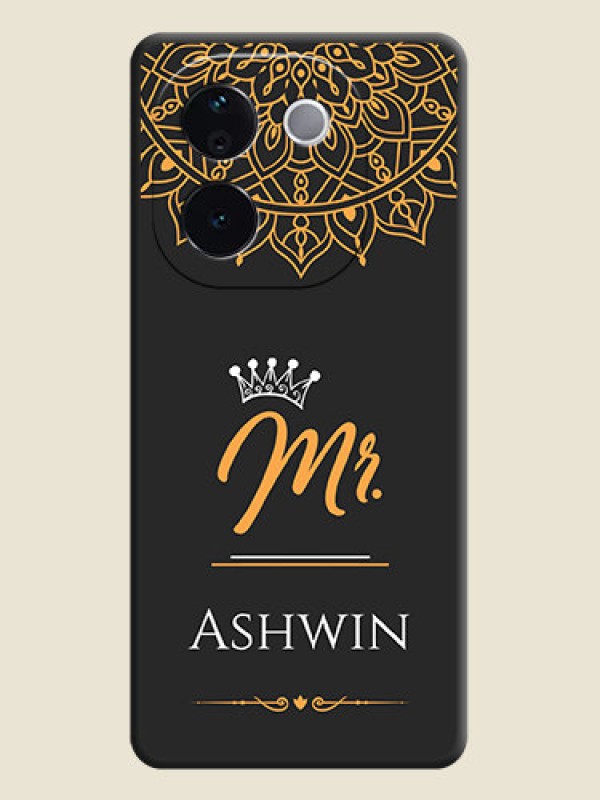 Custom Mr Name with Floral Design On Space Black Custom Soft Matte Mobile Back Cover - iQOO Z9s Pro 5G