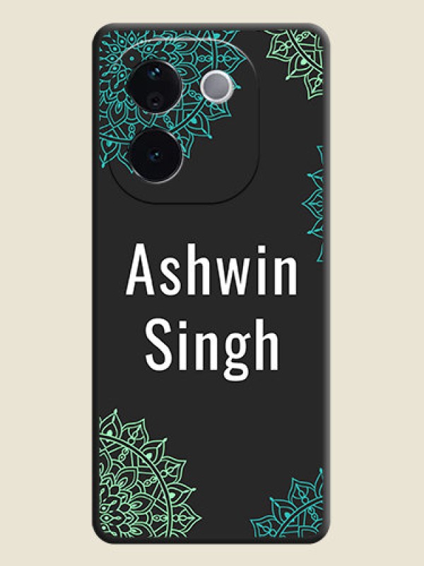 Custom Your Name with Floral Design On Space Black Custom Soft Matte Mobile Back Cover - iQOO Z9s Pro 5G