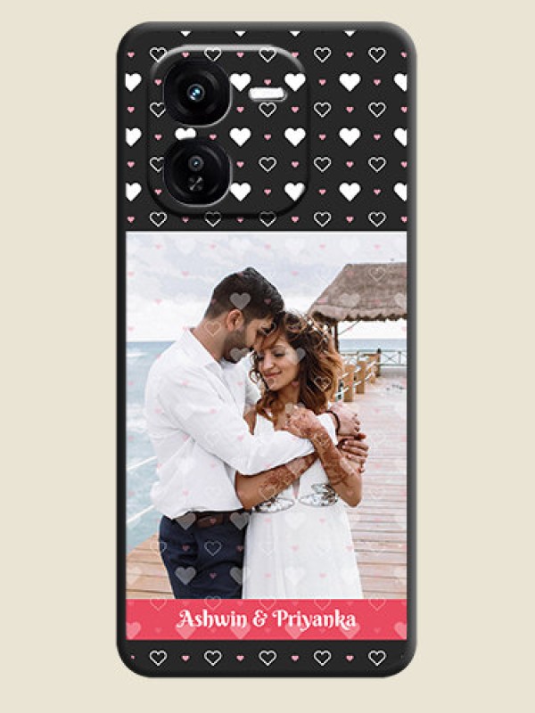 Custom White Color Love Symbols with Text Design on Photo On Space Black Custom Soft Matte Mobile Back Cover - iQOO Z9X 5G