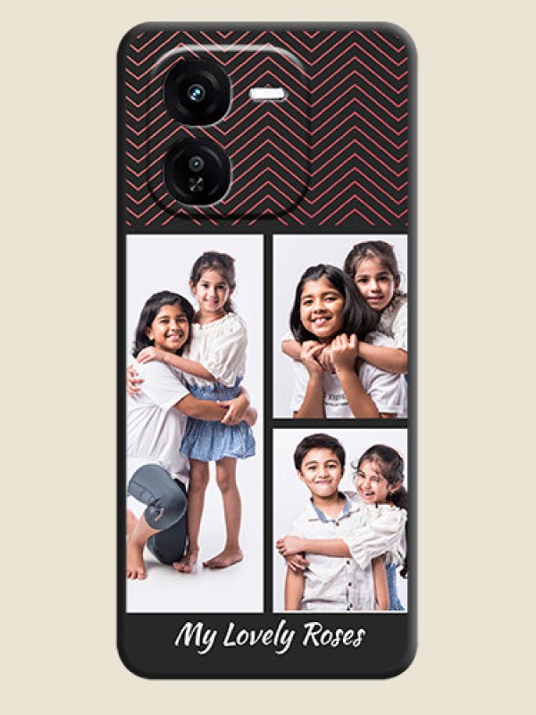 Custom Wave Pattern with 3 Image Holder On Space Black Custom Soft Matte Mobile Back Cover - iQOO Z9X 5G