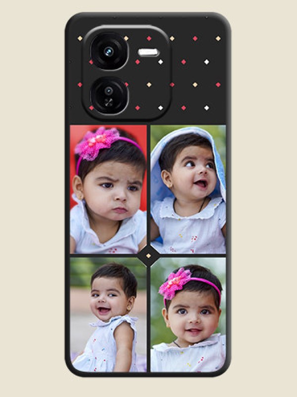 Custom Multicolor Dotted Pattern with 4 Image Holder On Space Black Custom Soft Matte Mobile Back Cover - iQOO Z9X 5G