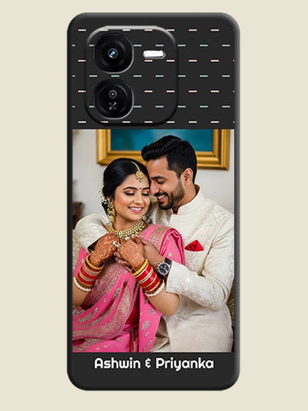 Custom Line Pattern Design with Text On Space Black Custom Soft Matte Mobile Back Cover - iQOO Z9X 5G