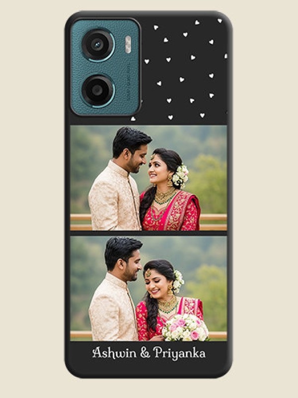 Custom Miniature Love Symbols with Name On Space Black Custom Soft Matte Mobile Back Cover - Motorola E15