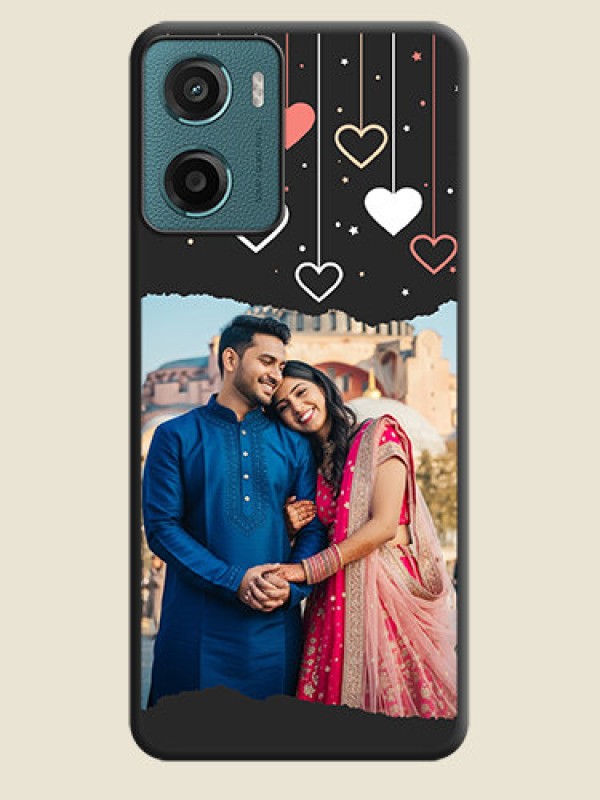 Custom Love Hangings with Splash Wave Picture On Space Black Custom Soft Matte Mobile Back Cover - Motorola E15