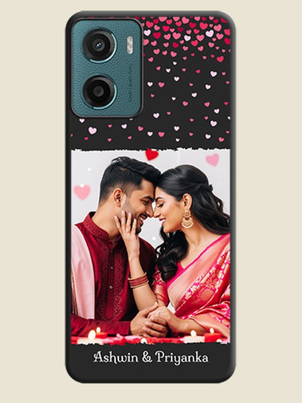 Custom Fall in Love with Your Partner on Photo On Space Black Custom Soft Matte Mobile Back Cover - Motorola E15