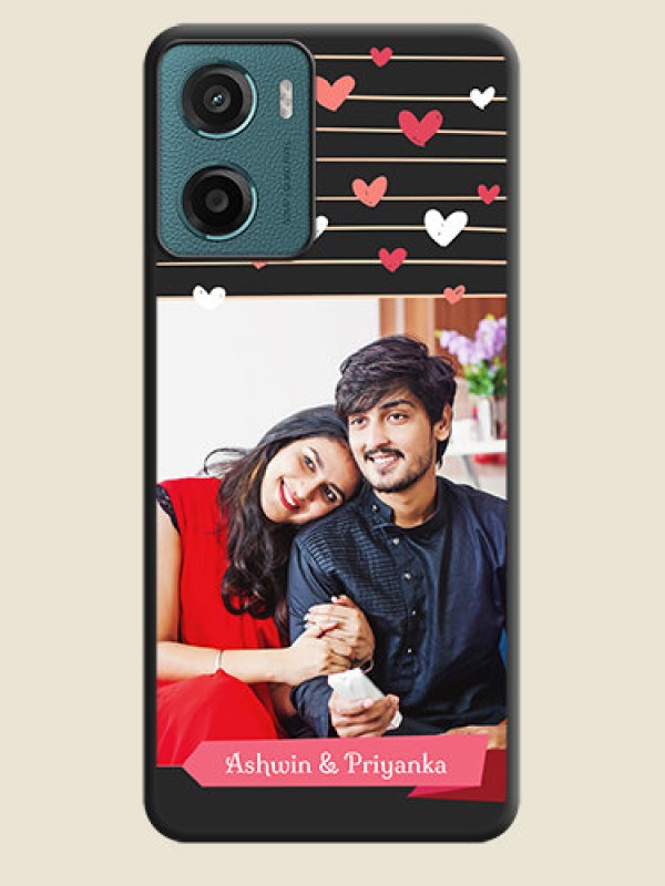 Custom Love Pattern with Name on Pink Ribbon on Photo On Space Black Custom Soft Matte Mobile Back Cover - Motorola E15