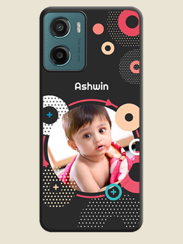 Custom Multicoloured Round Image On Space Black Custom Soft Matte Mobile Back Cover - Motorola E15