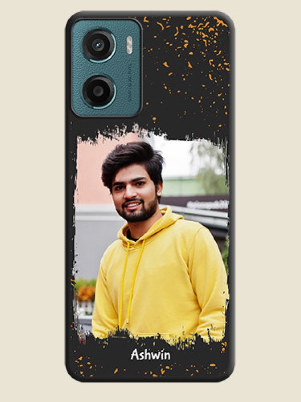 Custom Spray Free Design on Photo On Space Black Custom Soft Matte Mobile Back Cover - Motorola E15