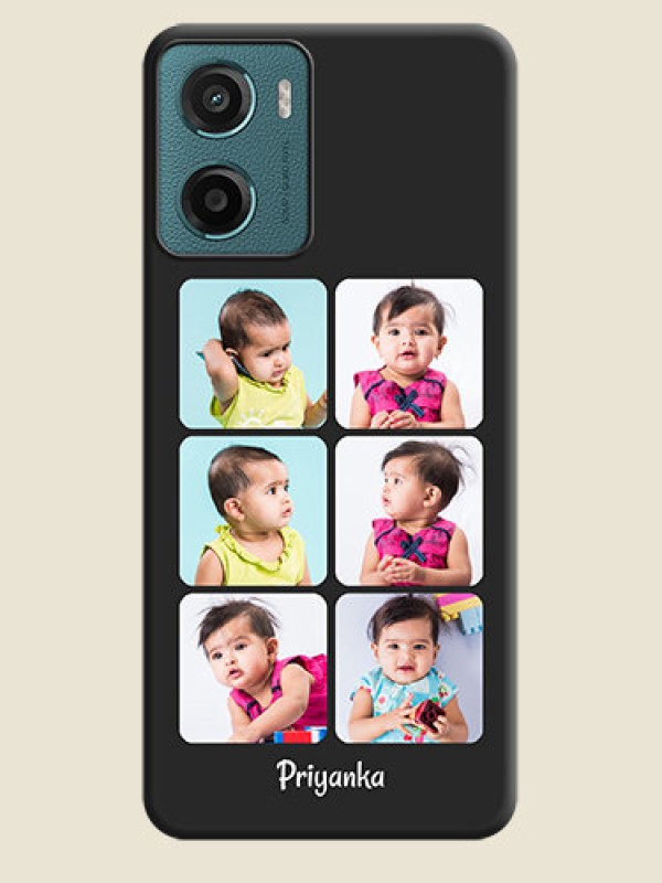 Custom Floral Art with 6 Image Holder on Photo On Space Black Custom Soft Matte Mobile Back Cover - Motorola E15