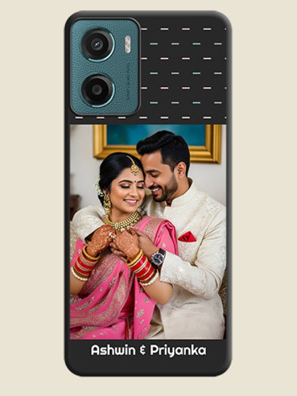 Custom Line Pattern Design with Text On Space Black Custom Soft Matte Mobile Back Cover - Motorola E15