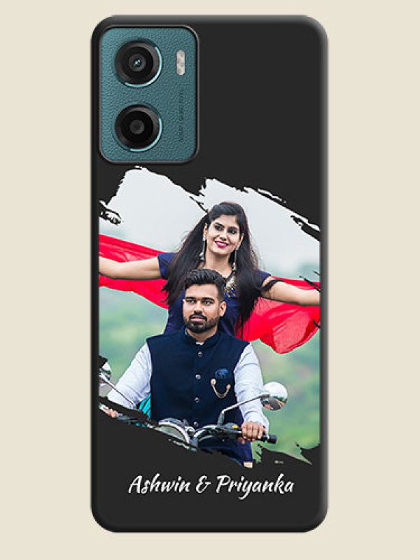 Custom Grunge Brush Strokes on Photo On Space Black Custom Soft Matte Mobile Back Cover - Motorola E15