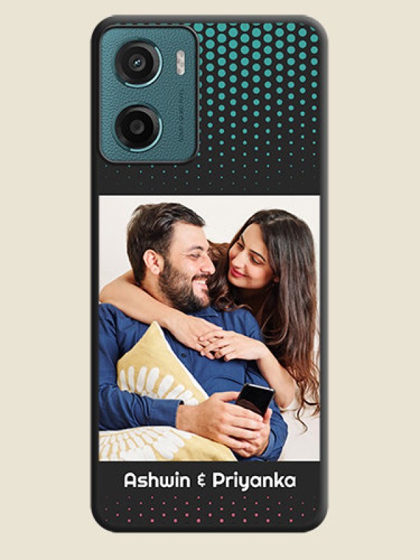 Custom Faded Dots with Grunge Photo Frame and Text On Space Black Custom Soft Matte Mobile Back Cover - Motorola E15