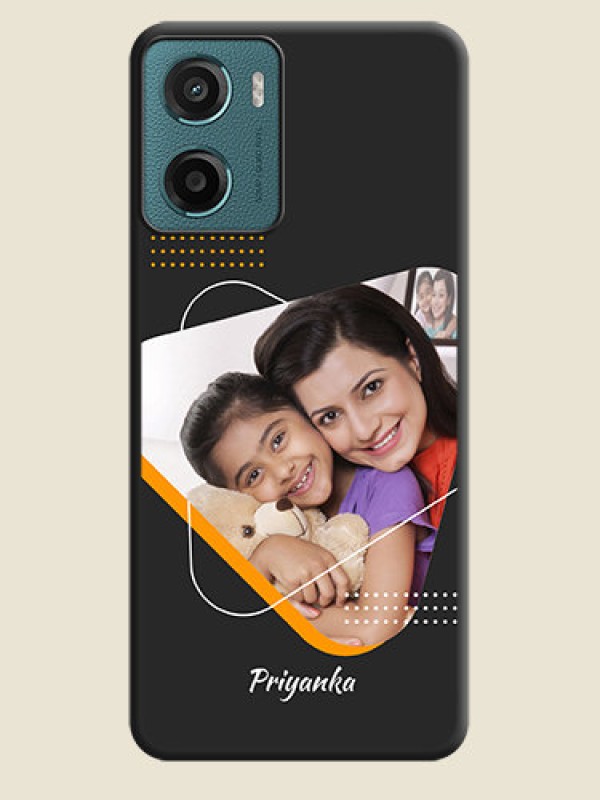 Custom Yellow Triangle on Photo On Space Black Custom Soft Matte Mobile Back Cover - Motorola E15