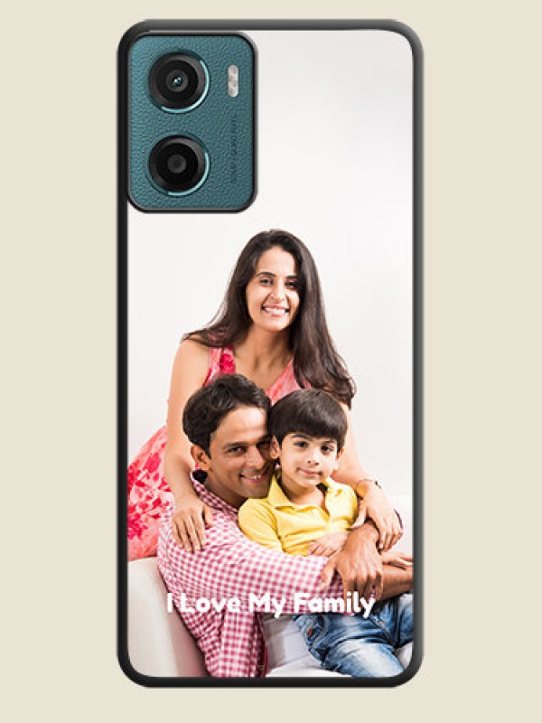 Custom Full Single Pic Upload With Text On Space Black Custom Soft Matte Mobile Back Cover - Motorola E15