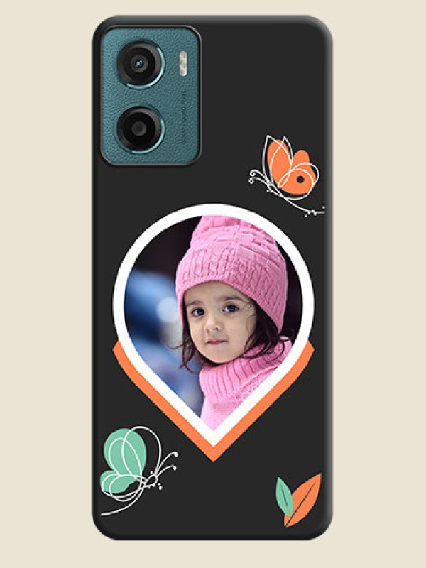 Custom Upload Pic With Simple Butterly Design On Space Black Custom Soft Matte Mobile Back Cover - Motorola E15