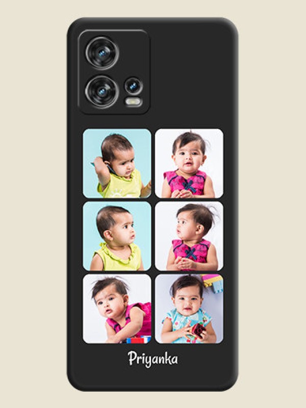 Custom Floral Art with 6 Image Holder on Photo on Space Black Soft Matte Mobile Case - Motorola Edge 30 Fusion
