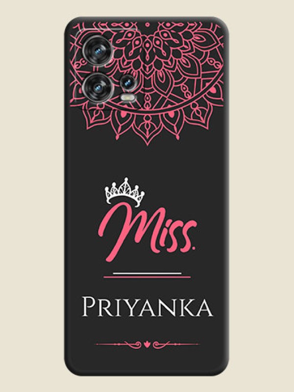 Custom Mrs Name with Floral Design on Space Black Personalized Soft Matte Phone Covers - Motorola Edge 30 Fusion