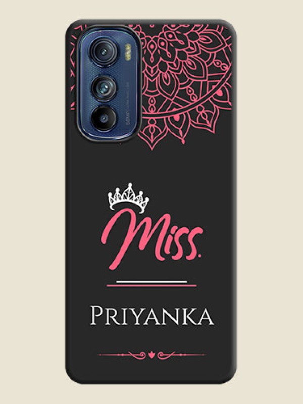 Custom Mrs Name with Floral Design on Space Black Personalized Soft Matte Phone Covers - Motorola Edge 30