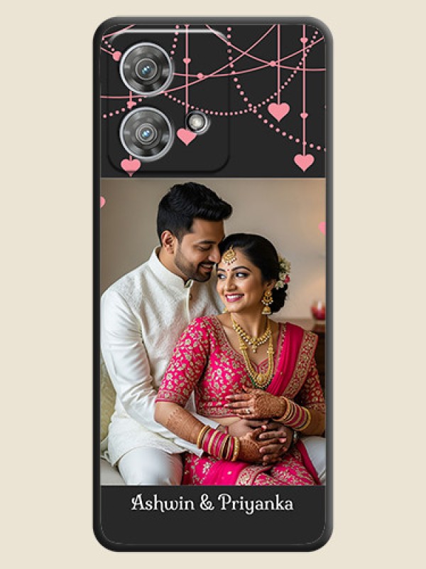 Custom Pink Love Hangings with Text On Space Black Custom Soft Matte Mobile Back Cover - Motorola Edge 40 Neo