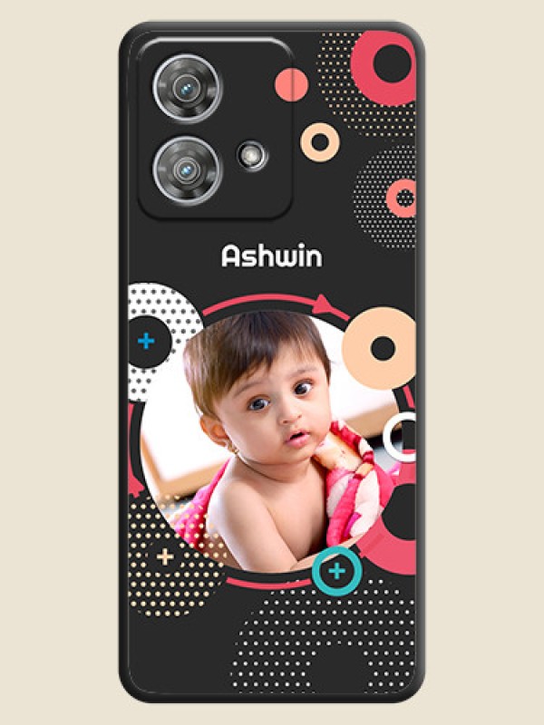 Custom Multicoloured Round Image On Space Black Custom Soft Matte Mobile Back Cover - Motorola Edge 40 Neo