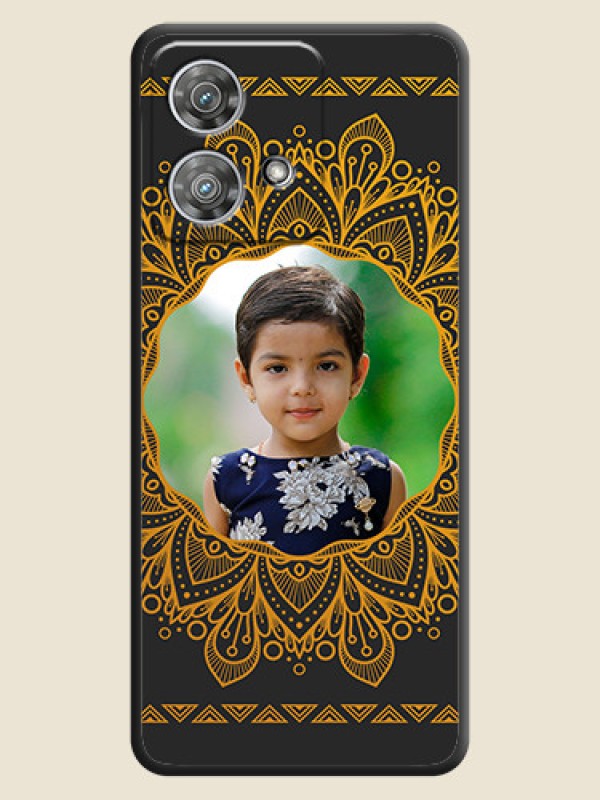Custom Round Image with Floral Design On Space Black Custom Soft Matte Mobile Back Cover - Motorola Edge 40 Neo