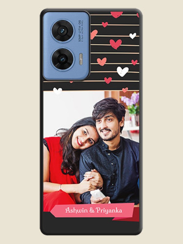 Custom Love Pattern with Name on Pink Ribbon on Photo On Space Black Custom Soft Matte Mobile Back Cover - Motorola Edge 50 Fusion 5G