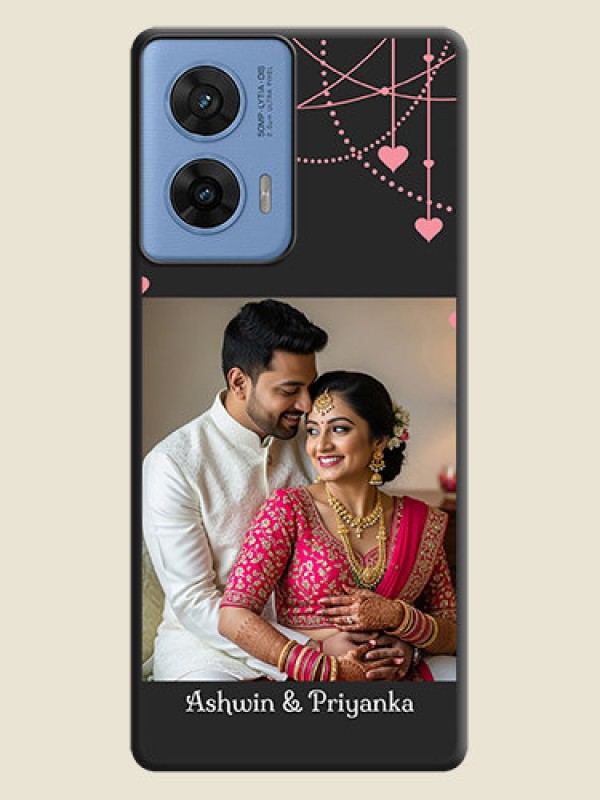 Custom Pink Love Hangings with Text On Space Black Custom Soft Matte Mobile Back Cover - Motorola Edge 50 Fusion 5G