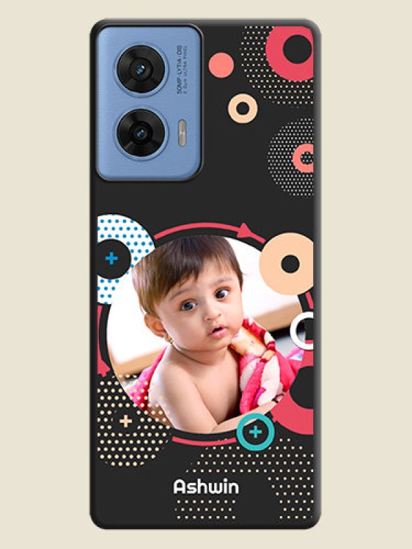 Custom Multicoloured Round Image On Space Black Custom Soft Matte Mobile Back Cover - Motorola Edge 50 Fusion 5G